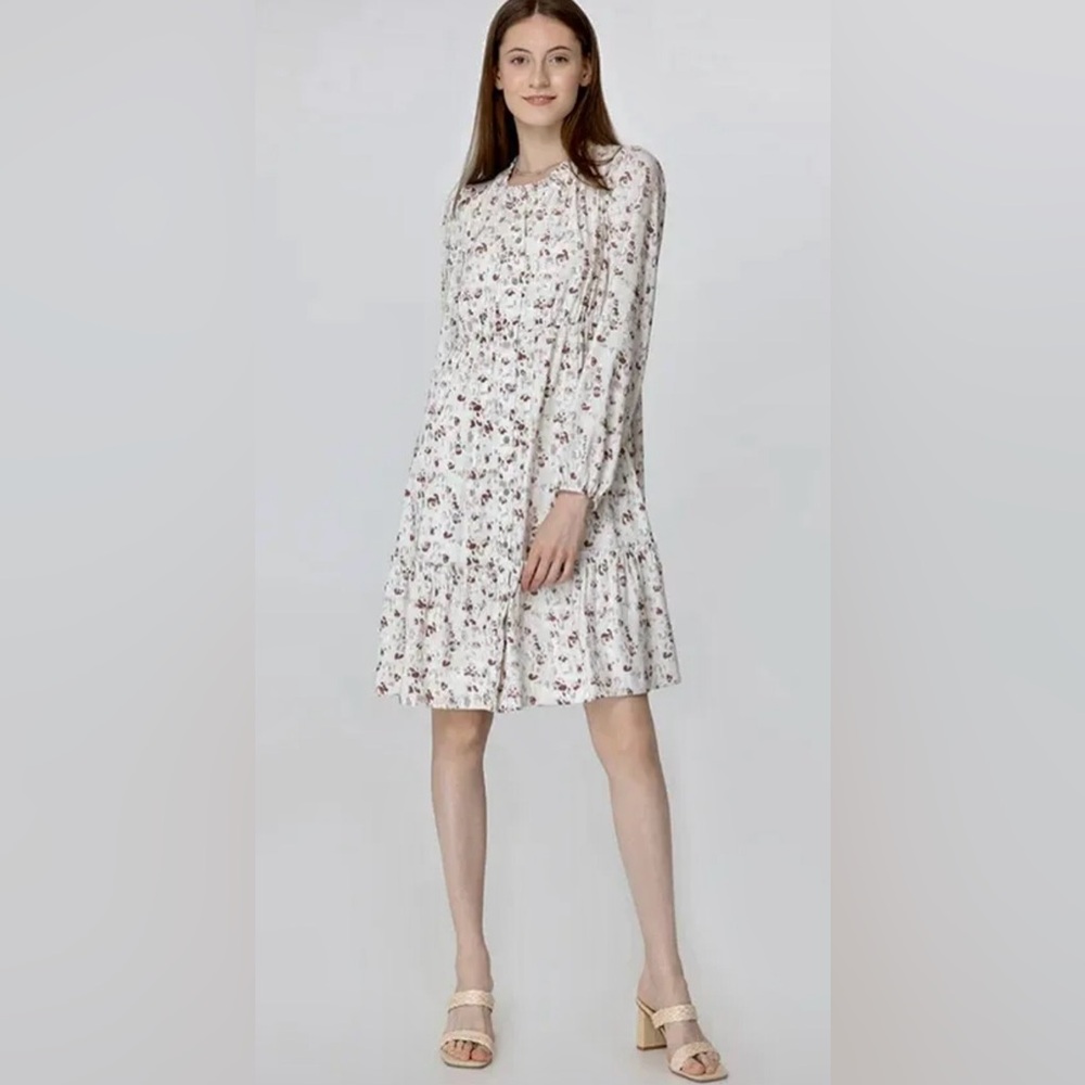 FRYE Floral Ruffle Dress Salt Breeze Combo Sz L NWT!